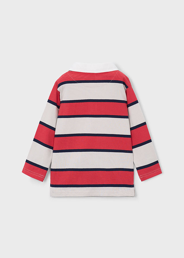Striped long-sleeved polo shirt