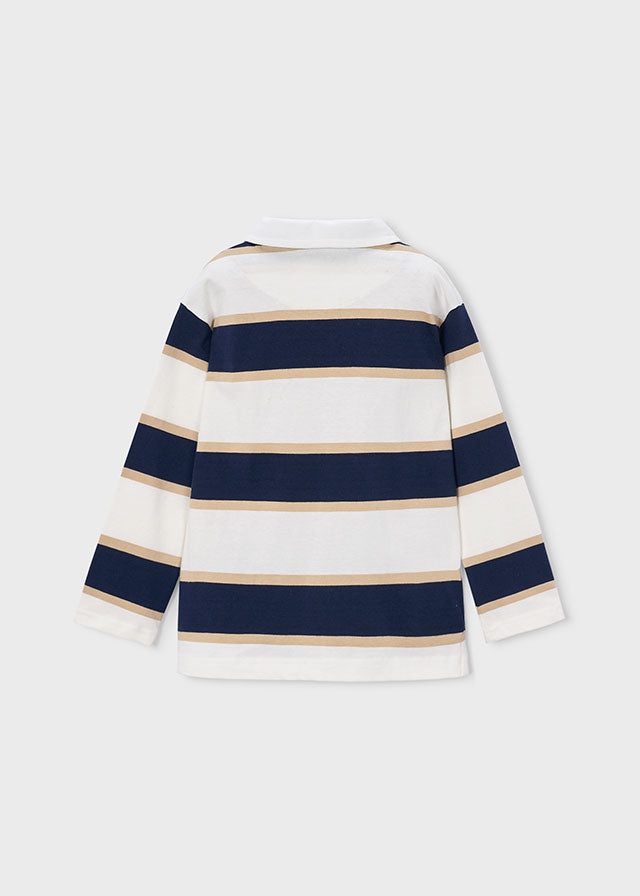 Striped long-sleeved polo shirt