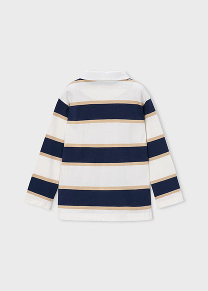 Striped long-sleeved polo shirt