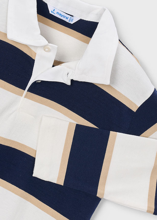 Striped long-sleeved polo shirt