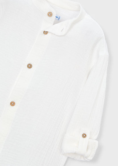 Long-sleeved crinkled shirt