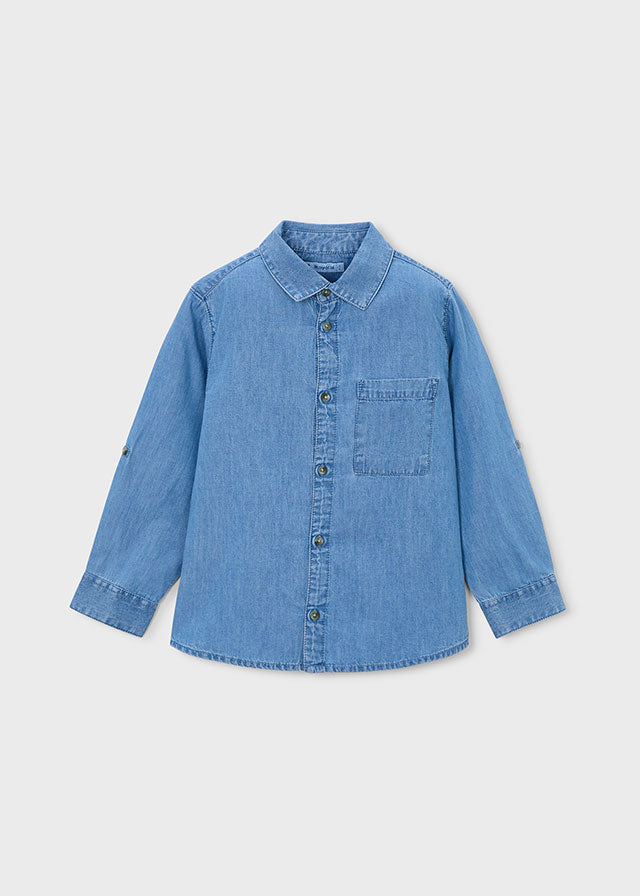 Long-sleeved denim shirt