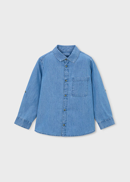 Long-sleeved denim shirt
