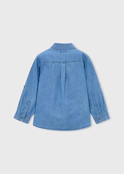Long-sleeved denim shirt