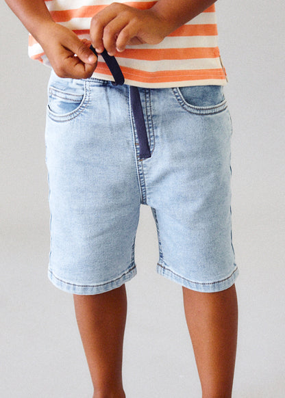 Soft denim jogger shorts