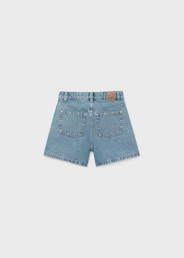 Pantalone corto jeans borchie