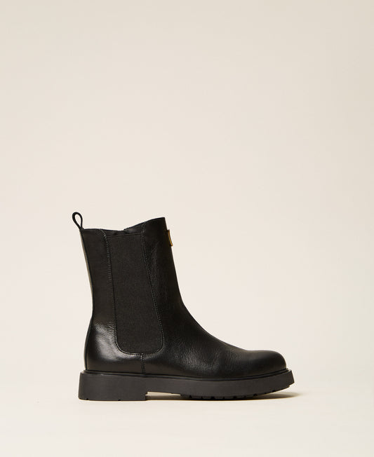 Stivaletto Chelsea ragazza Twinset in pelle nera