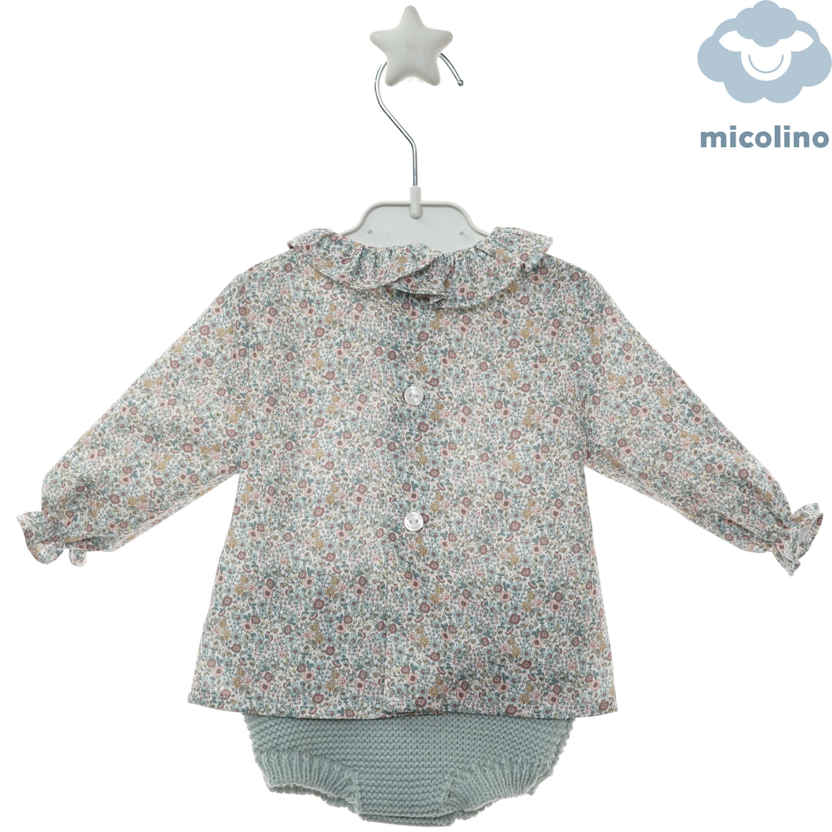 Retro della blusa a fiori con bottoni del completo Micolino