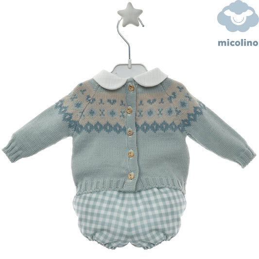 Retro del completo neonato Micolino con bottoni sul maglioncino