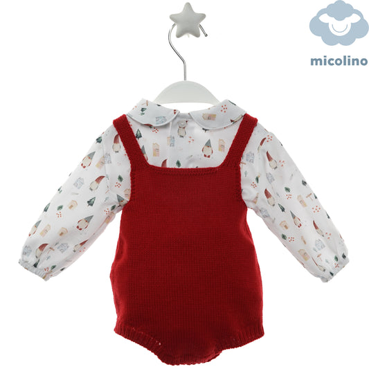 Retro del pagliaccetto Micolino rosso con camicia