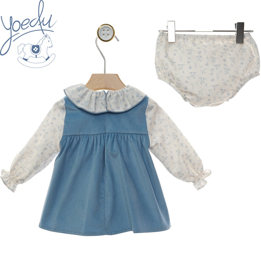 Retro del vestito neonata Yoedu azzurro con culotte