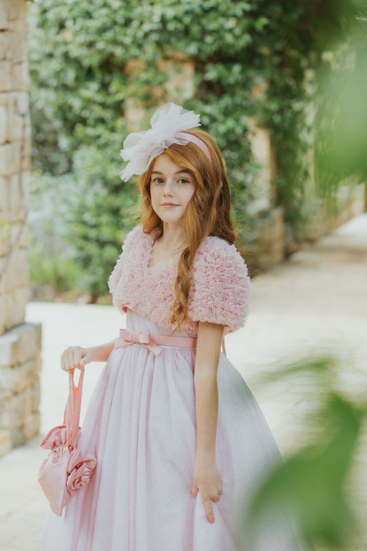 Abito Rosa Pastello con Tulle e Glitter