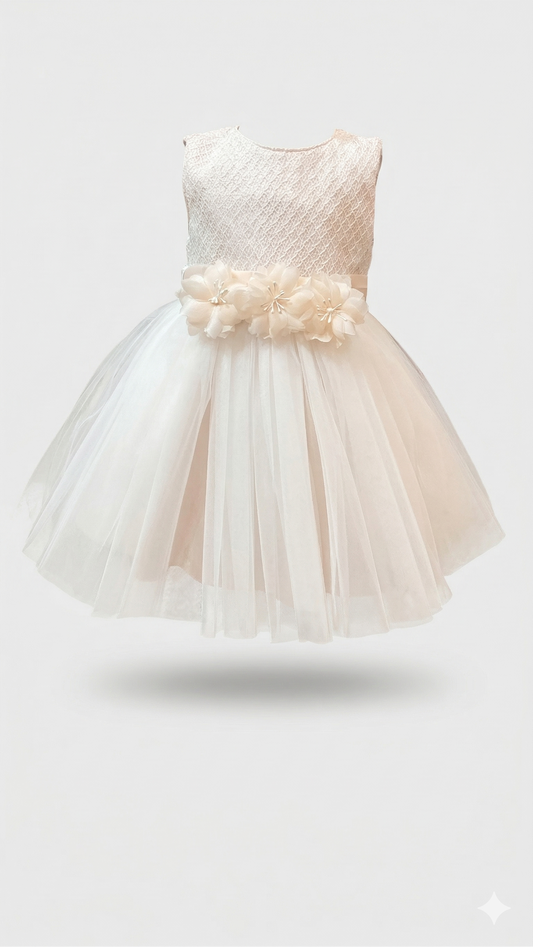 Abito battesimo rosa con fascetta