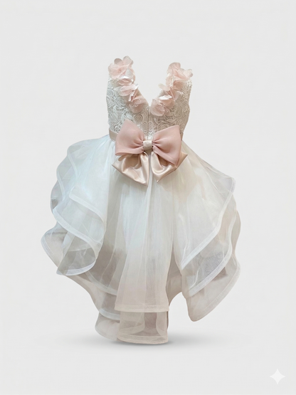 White christening gown with belt and sash