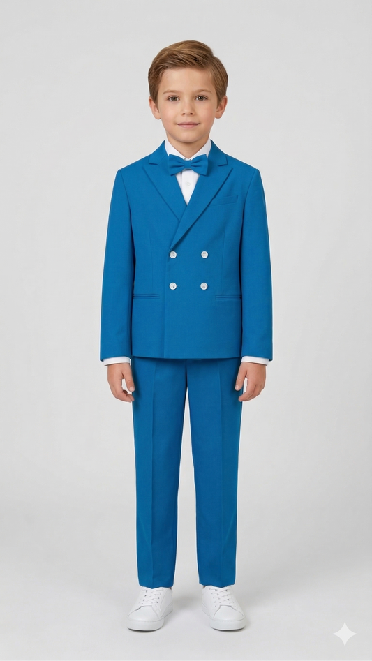 Completo Comunione azzurro con camicia e papillon