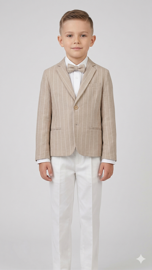 Completo Comunione Sabbia con camicia e papillon