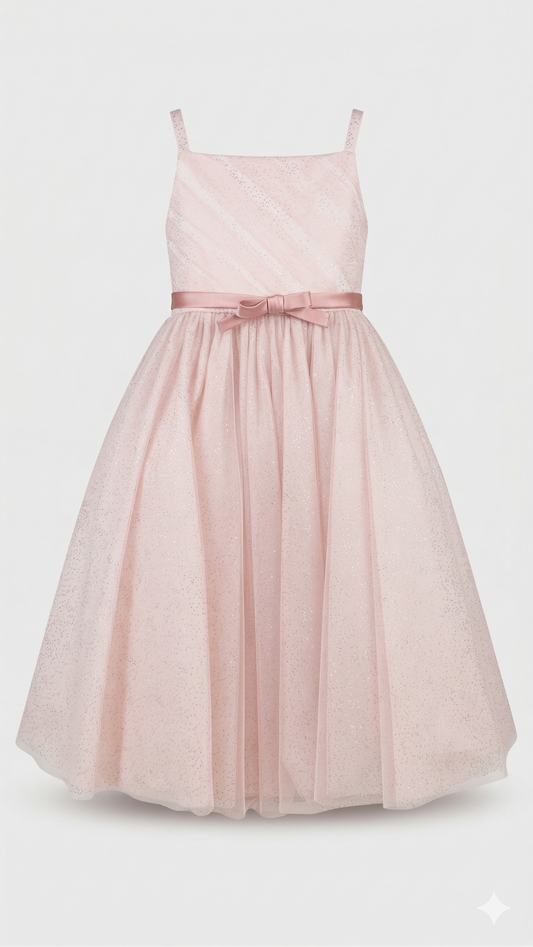 Abito Rosa Pastello con Tulle e Glitter