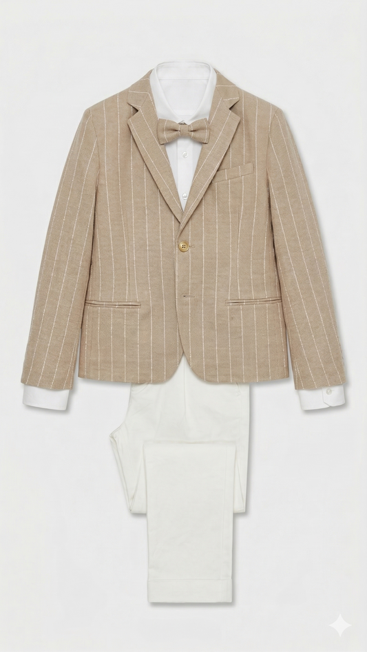 Completo Comunione Sabbia con camicia e papillon