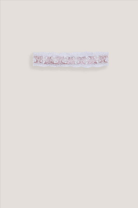 Fascetta neonata Marlù da cerimonia con decoro ricamato rosa