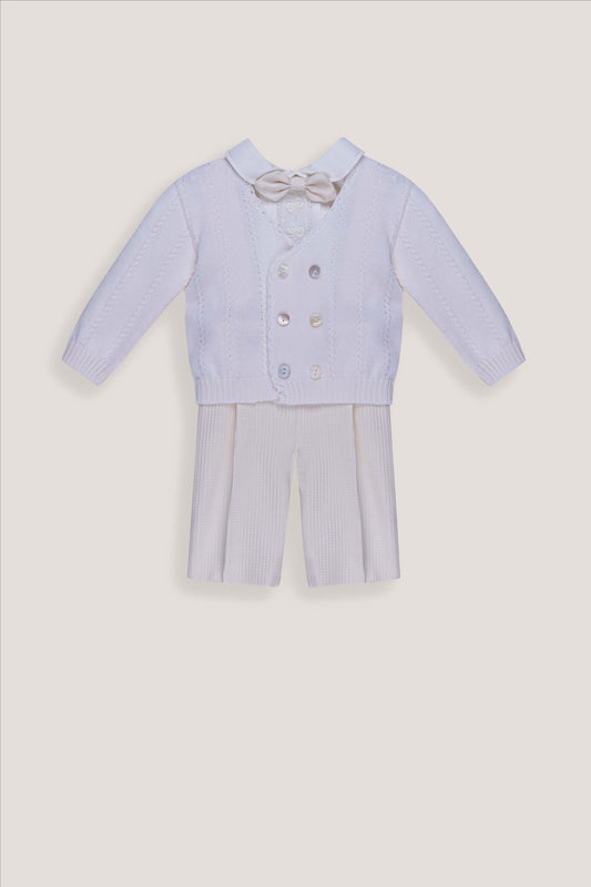 Completino battesimo neonato Marlù color vaniglia con papillon