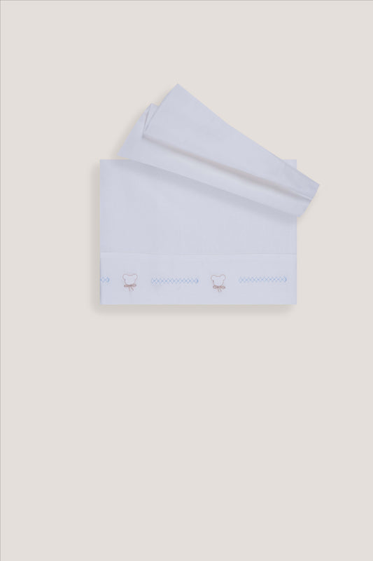 Set lenzuolino culla neonato Marlù con dettagli azzurri