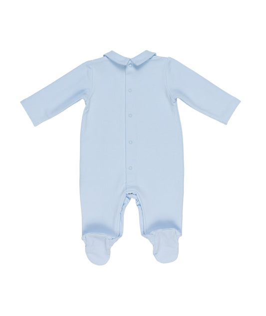 Retro della tutina neonato Le Bebé celeste con bottoni