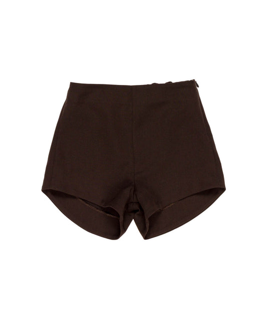 Shorts ragazza Lú Lú by Miss Grant color moro a vita alta, fronte