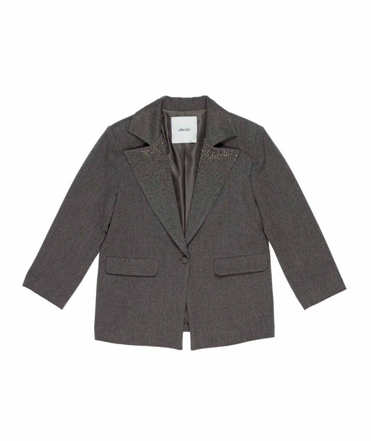 Blazer ragazza Lú Lú by Miss Grant antracite con strass, fronte