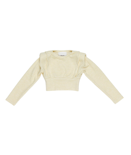 Maglia corta ragazza Lú Lú by Miss Grant panna con spalle strutturate