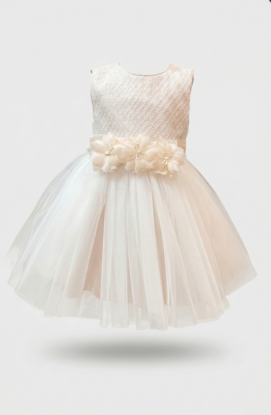 Abito battesimo rosa con fascetta