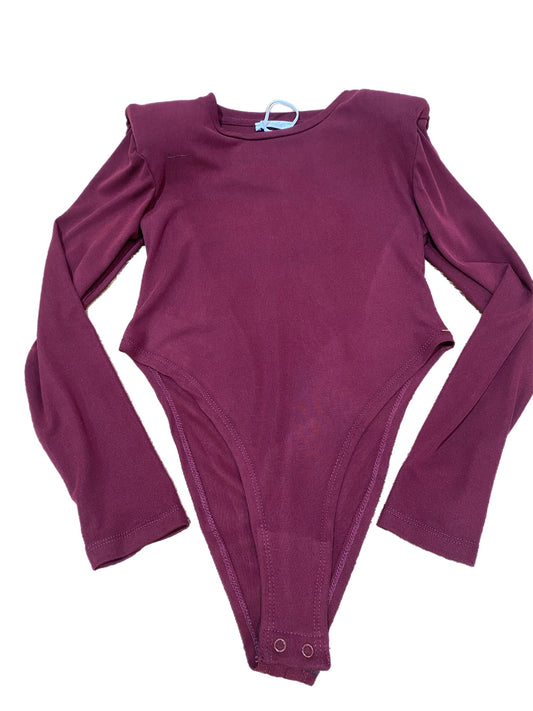 Body ragazza Lú Lú by Miss Grant a manica lunga color bordeaux con spalle strutturate